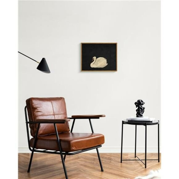 Swan Wall Art Framed Canvas Rustic Vintage Painting Decor for Living Room - Picture 3 of 8